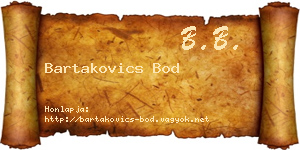 Bartakovics Bod névjegykártya